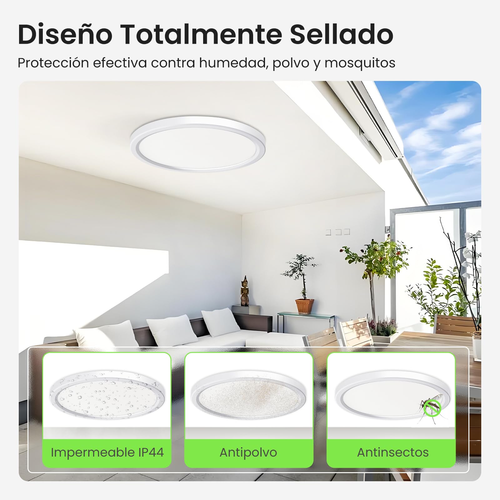 ALUSSO Plafon LED Techo Con Sensor de Movimiento Radar, 18W 1600LM 3000K/4000K/6500K Lampara Techo, IP44 Lampara LED Plafones para Pasillo, Porche, Escaleras, Garaje, Cocina, Ø22cm