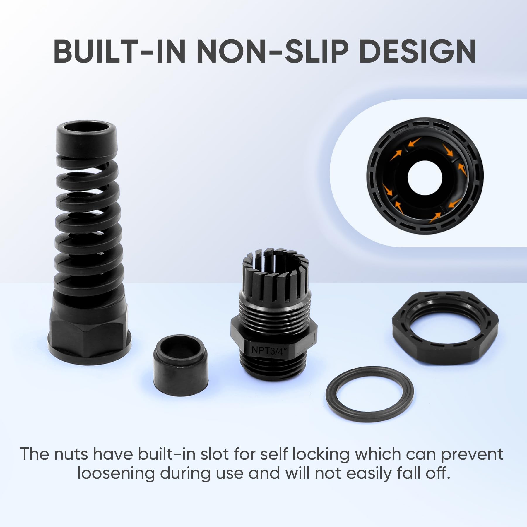 Strain Relief Cable Glands - Waterproof NPT Connectors -4