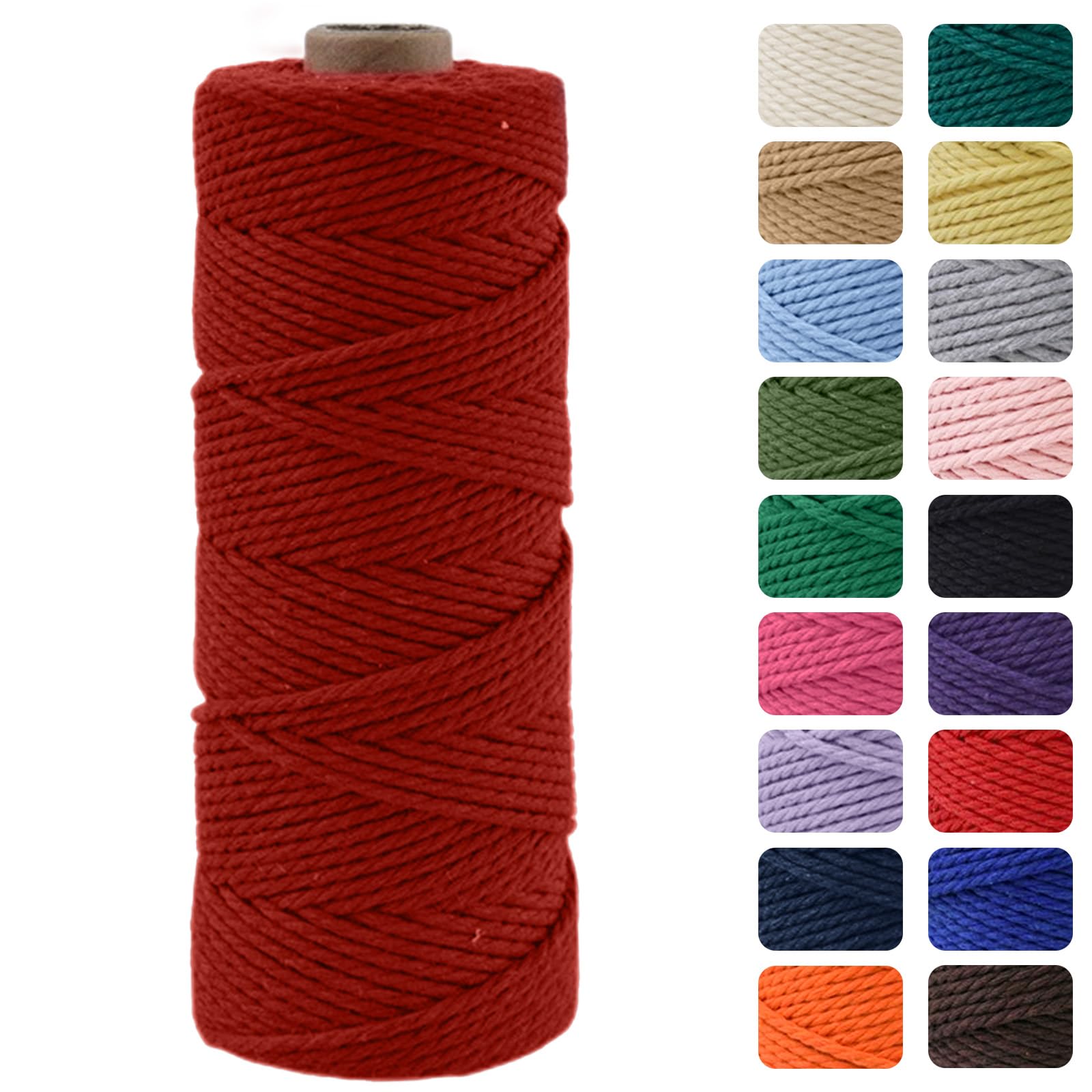 MOMAHUA 3MM Macrame Cord Rope 100m Burgundy Chemical Free Rope for DIY Crafts,Home Decor and Gift Wrapping,Christmas Wedding Decors