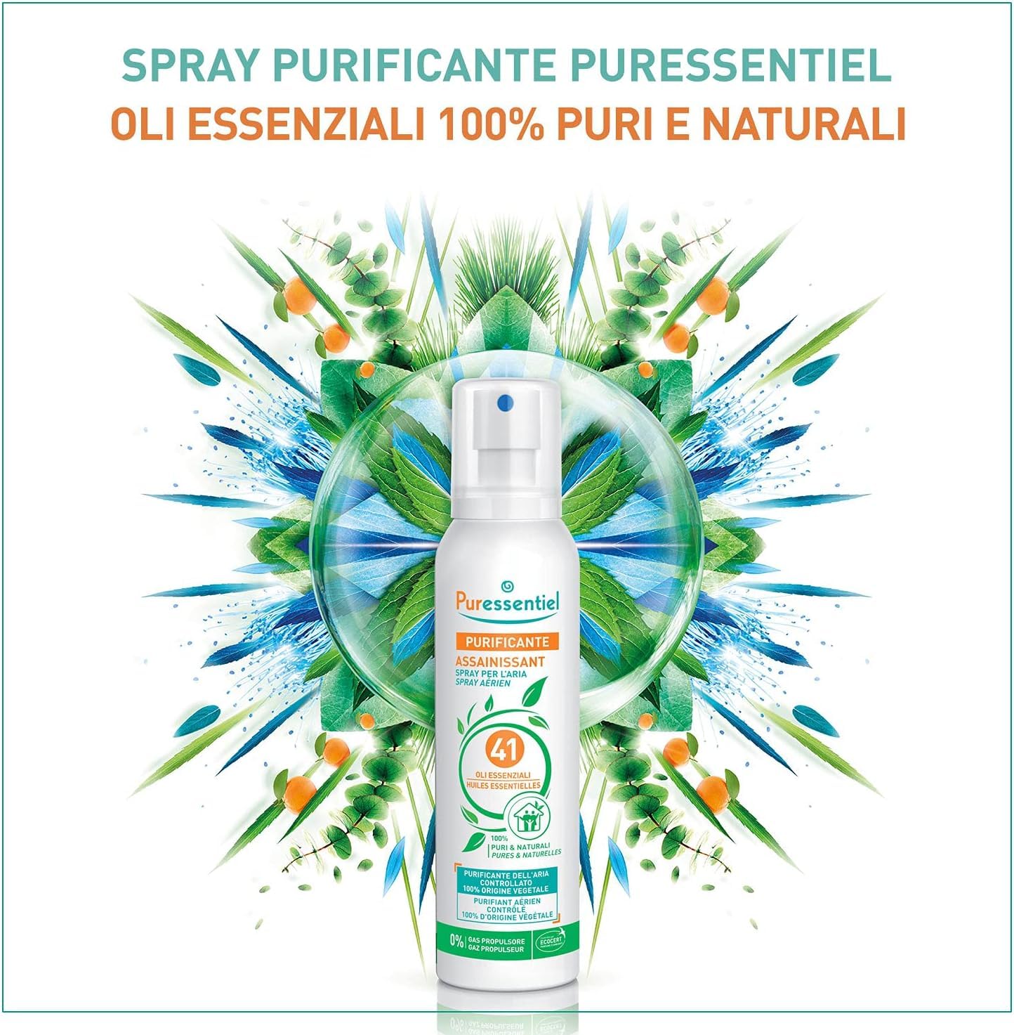 Spray Purificante per l'Aria ai 41 Oli Essenziali Puressentiel, Purifica, Tratta e Igienizza i Tessuti (200 ml (Confezione da 2))