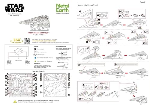 Miniatura 7 de Metal Earth Fascinations Star Wars Imperial Star Destroyer 3D Kit de modelo de metal con pinzas
