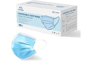 50Pcs Disposable Face Masks, Breathable 3-Ply with Nose Clip and Ear Loops