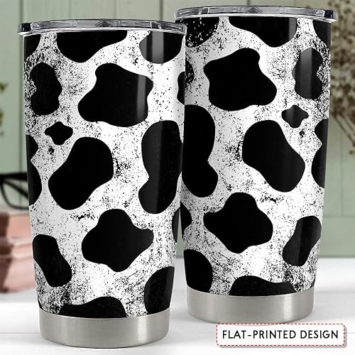 Miniatura 2 de SANDJEST Vaso de piel de vaca de 20 onzas con tapa de garabato blanco y negro con tapa, regalo para mujeres, niñas, hijas, hermanas, amantes de los