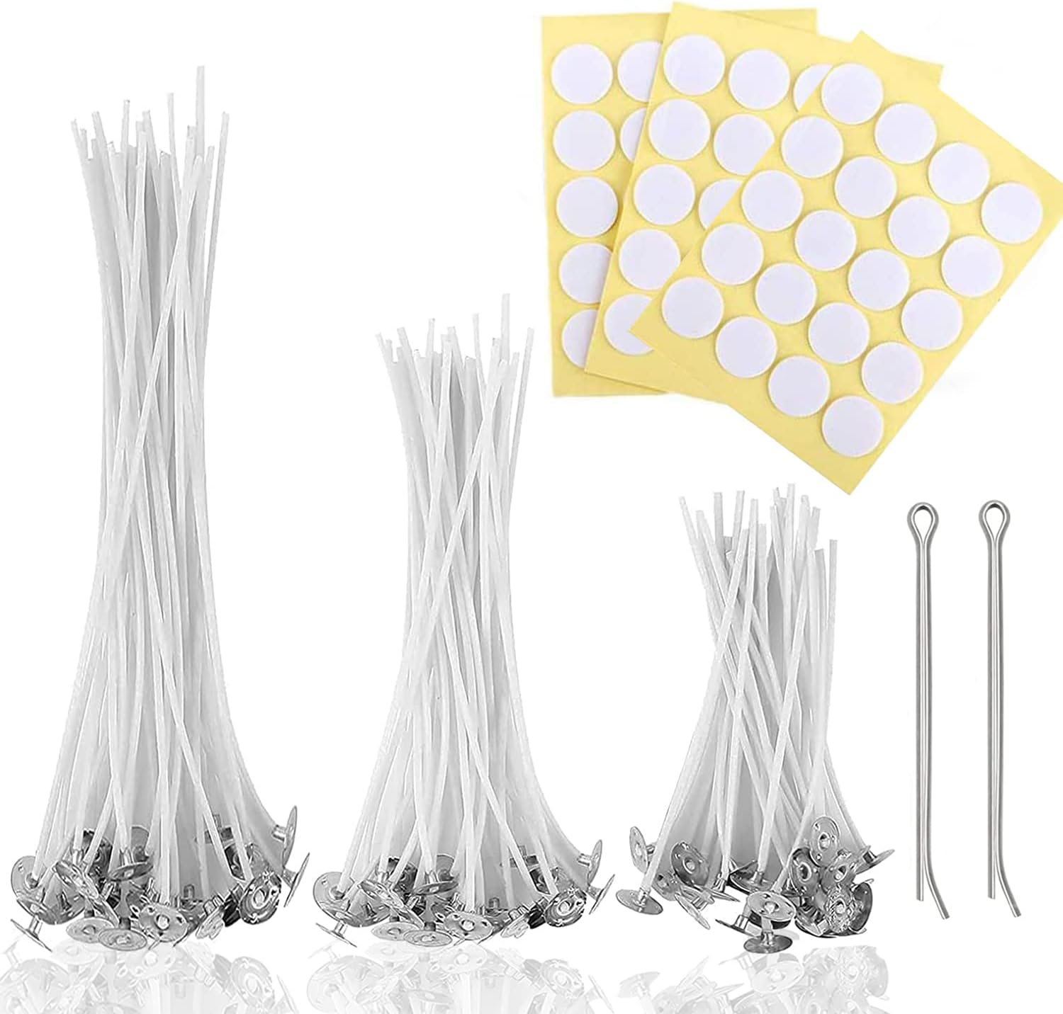 Lot De 100 Mèches De Bougies En Chanvre Et Cire D'Abeille Naturelle - 10 Cm Avec Support