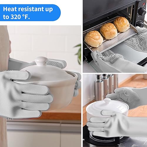 Miniatura 6 de Guantes de lavado reutilizables de silicona guantes de limpieza de goma guantes de lavado de platos para cocina platos coches Azul / Patchwork,