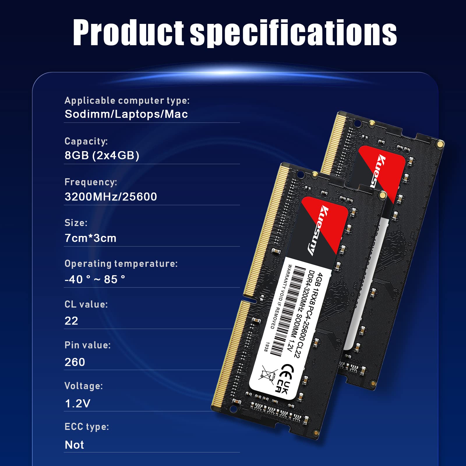 Amazon.com: Memoria DDR4 Ram 8GB (2x4GB) 3200MHz PC4 25600 Sodimm