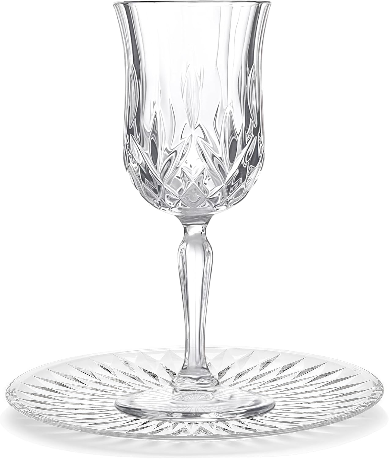 Glass Kiddush Cup Shabbat - Modern Glass Kiddush Cup Set with Tray, 2 PCS Elegant Transparent Wine Goblet and Plate Gifts for Shabbat Passover Havdalah
