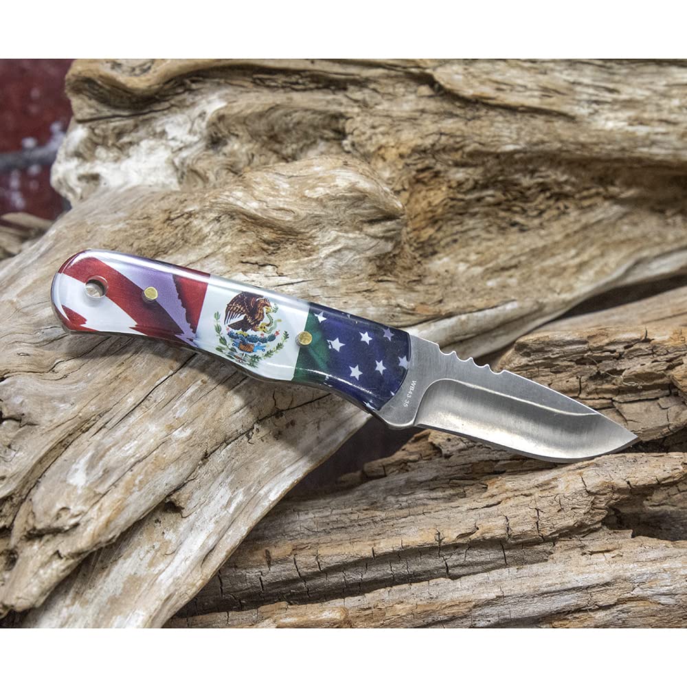 WHISKEY BENT HAT CO. Skinner 440 Steel Fixed Blade Knife w/Leather Sheath (Heritage)