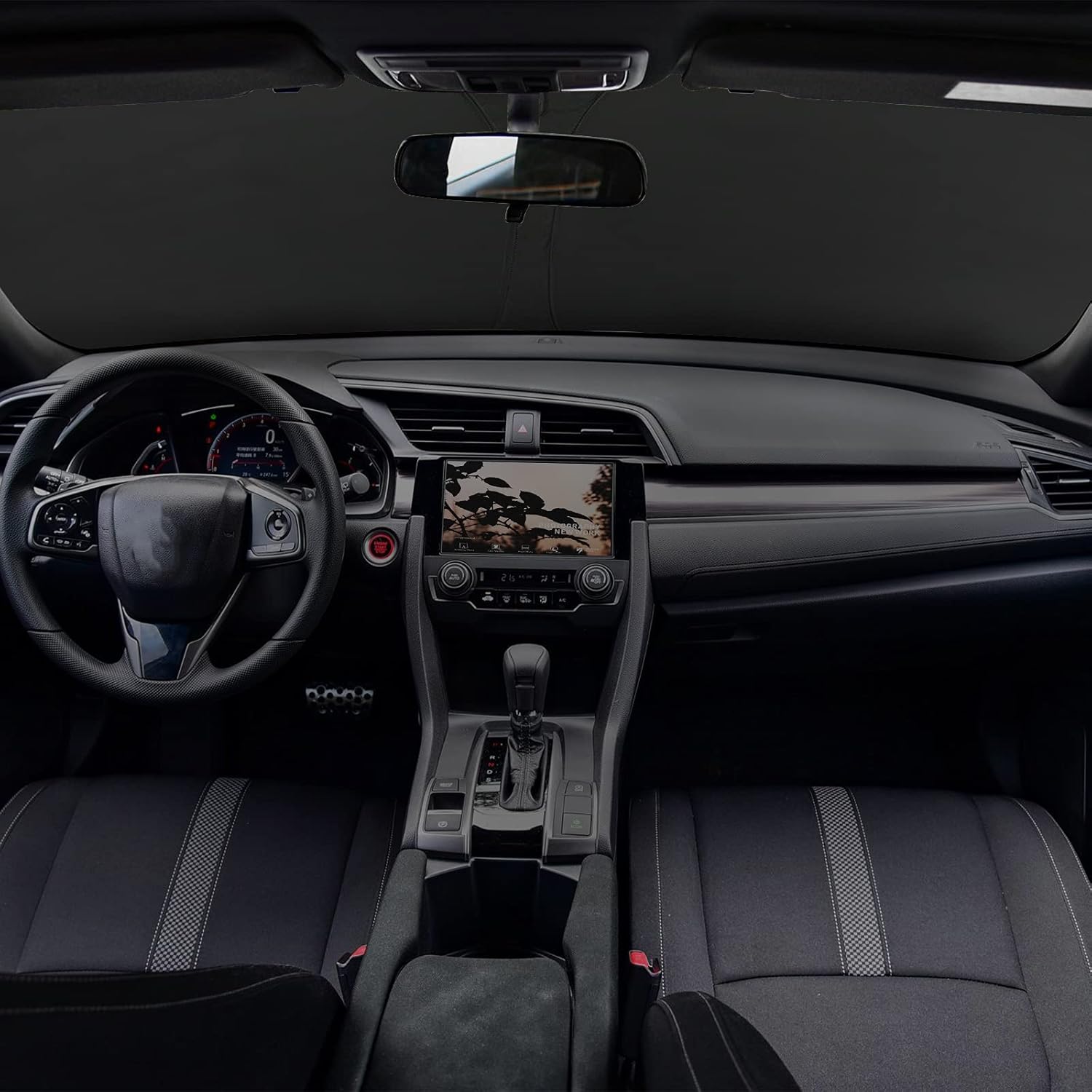 ROCCS Flexible Windshield Sun Shade for Honda Civic 2016 2017 2018 2019 2021 2022, Front Window Sunshade Heat Shield Reflector Cover, Foldable Sun Visor Blocks UV Rays