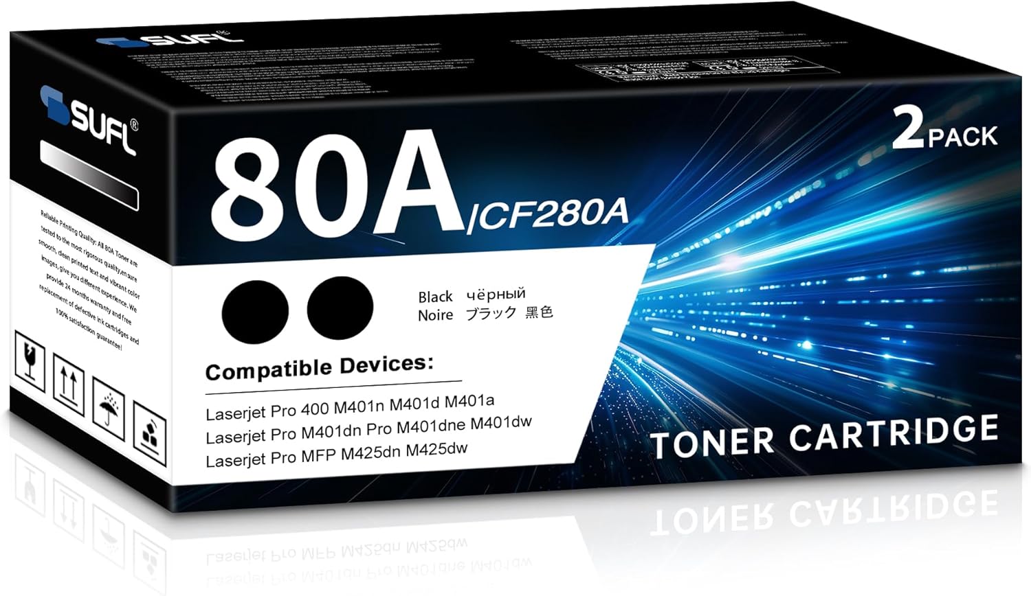 80a cf280a high yield toner cartridge (black, 2-pack) compatible 80a cf280a cf280x black toner cartridges replacement for hp laserjet pro 400 m401n m401dn mfp m425dn m401dne m401dw m425dw m425 printer