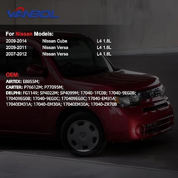 Electric Fuel Pump Module Assembly Compatible with 2009-2014 Nissan Cube 2007-2012 Versa L4 1.6L 1.8L GAS Replace E8855M P76612M FG1149 VANBOL0159 with Sending Unit O-ring