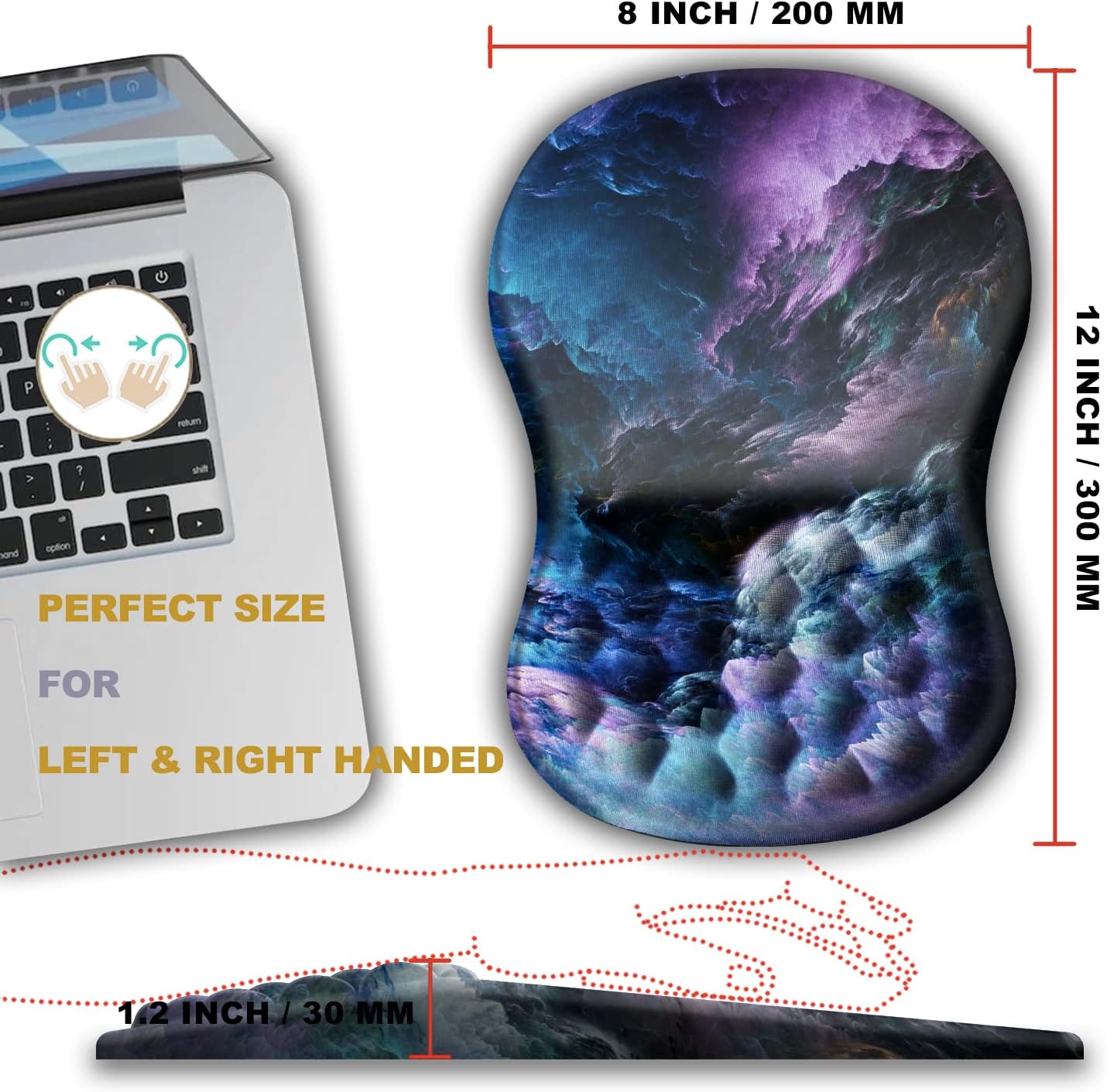 Ergonomic Wrist Rest Support Mouse Pad, Massage Design Relief Carpal Tunnel Pain, Entire Memory Foam Non-Slip, Computer Mouse Pads for Wireless