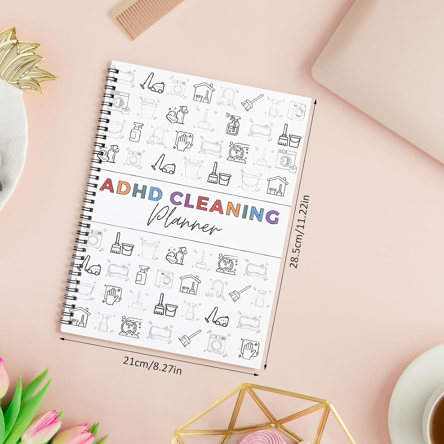 adhd cleaning planner, cleaning schedule and checklist organizer, daily weekly monthly household cleaning and organizing planner for adults women and teens