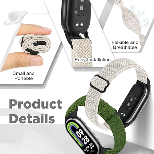 Miniatura 3 de Bcuckood Bandas elásticas compatibles con Xiaomi Mi Band 8, mujeres y hombres, correa elástica de nailon suave de repuesto para Xiaomi Mi Band 8, 3