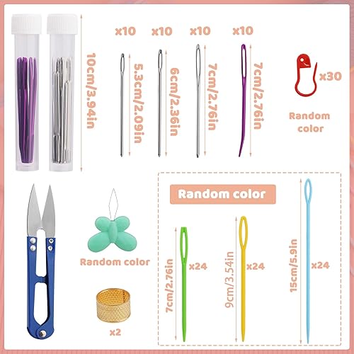 Miniatura 2 de 150 agujas de coser de plástico para ojos grandes, agujas romas de ojo grande, agujas de tapiz dobladas, agujas de hilo para manualidades, agujas de