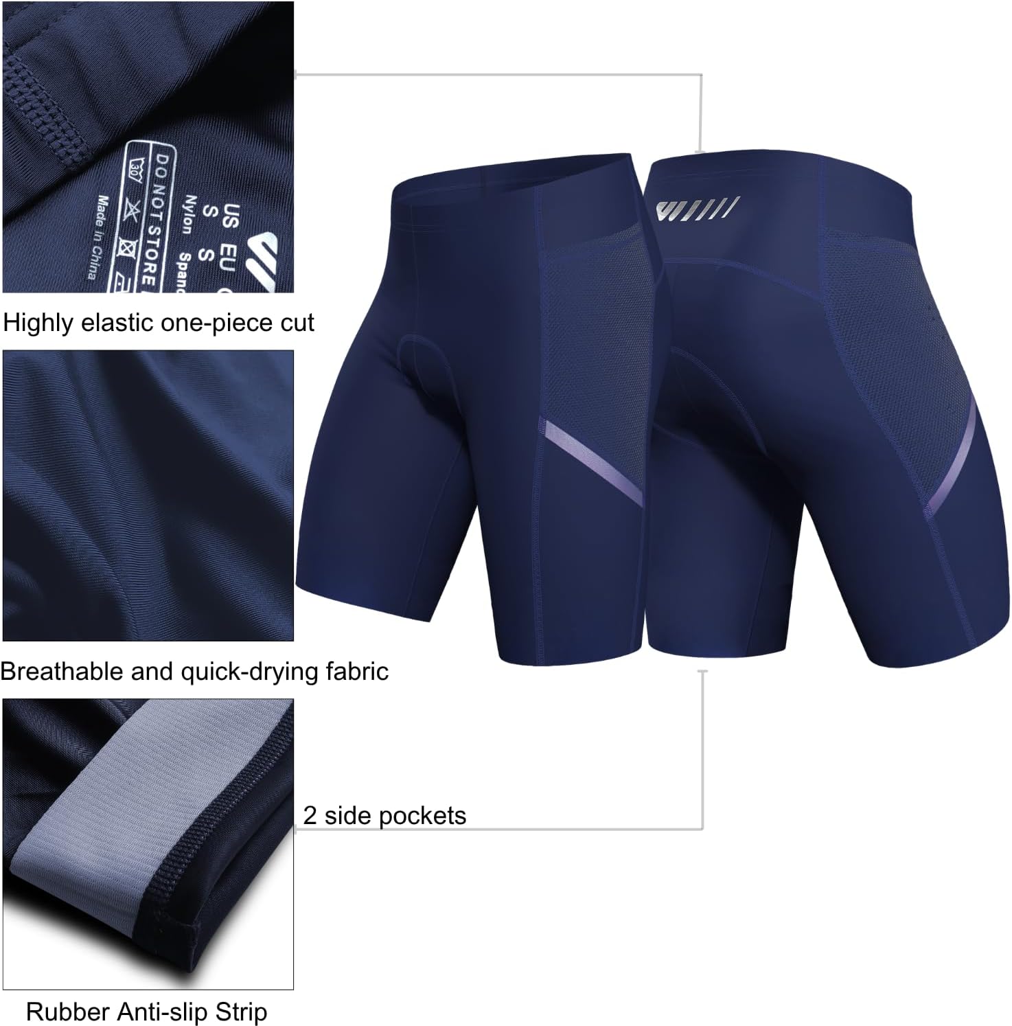 Wulibike Cycling Shorts Men Padded:Tights Highly Elastic Breathable Quick-Drying Road Bike Bicycle Shorts for Men Pockets - Image 5