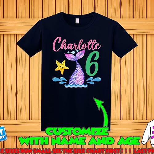 Miniatura 8 de Camisa de cumpleaños de sirena, camiseta personalizada con cola de sirena, camiseta de sirena personalizada, camisas familiares de sirena, camisetas