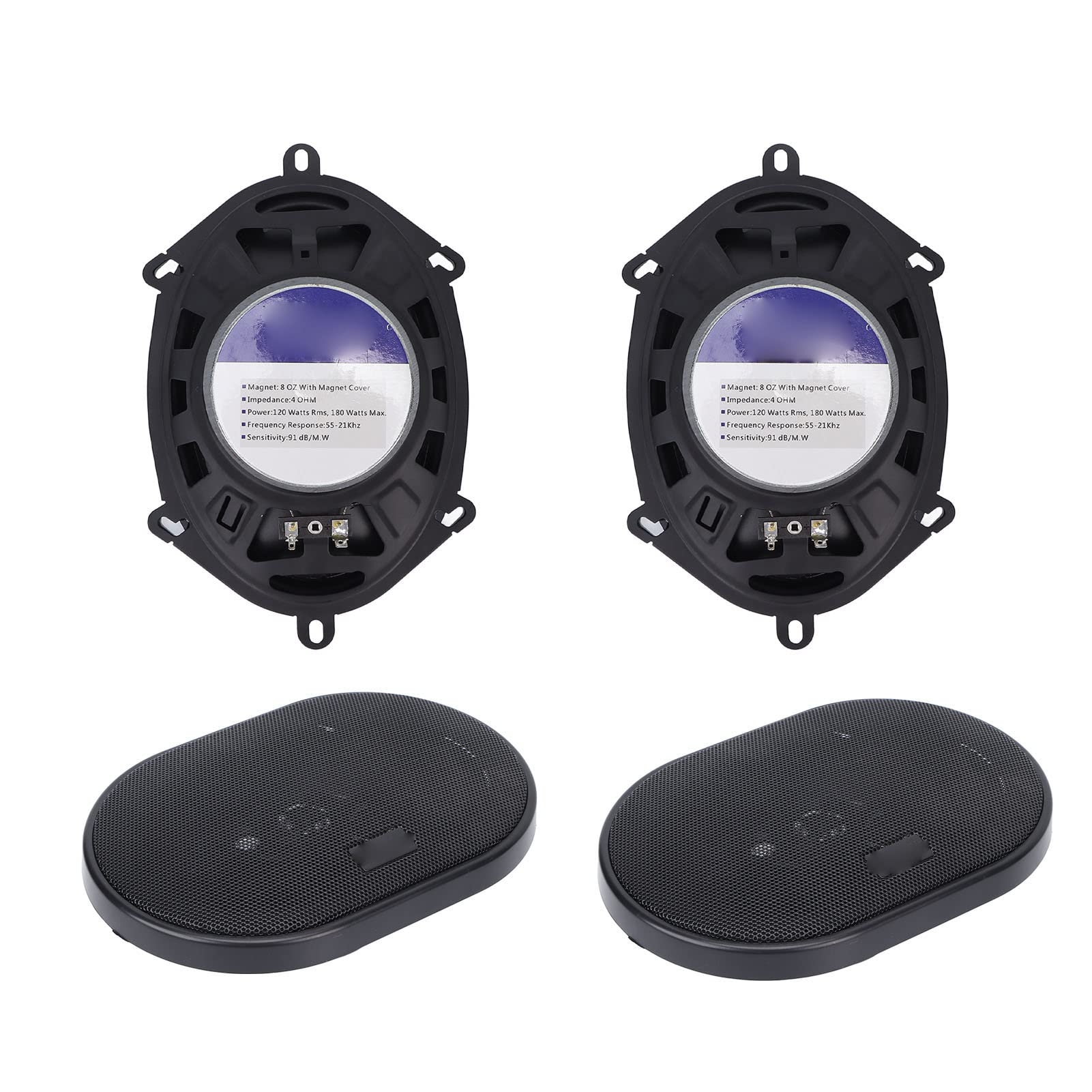 Ejoyous Kopułkowy Głośnik Wysokotonowy Para ABS i Metalowy Samochodowy Głośnik Wysokotonowy 12 V 120 do 180 W 4 Ohm 91 DB z wbudowaną zwrotnicą i osłoną siatkową do Uniwersalnego Samochodowego