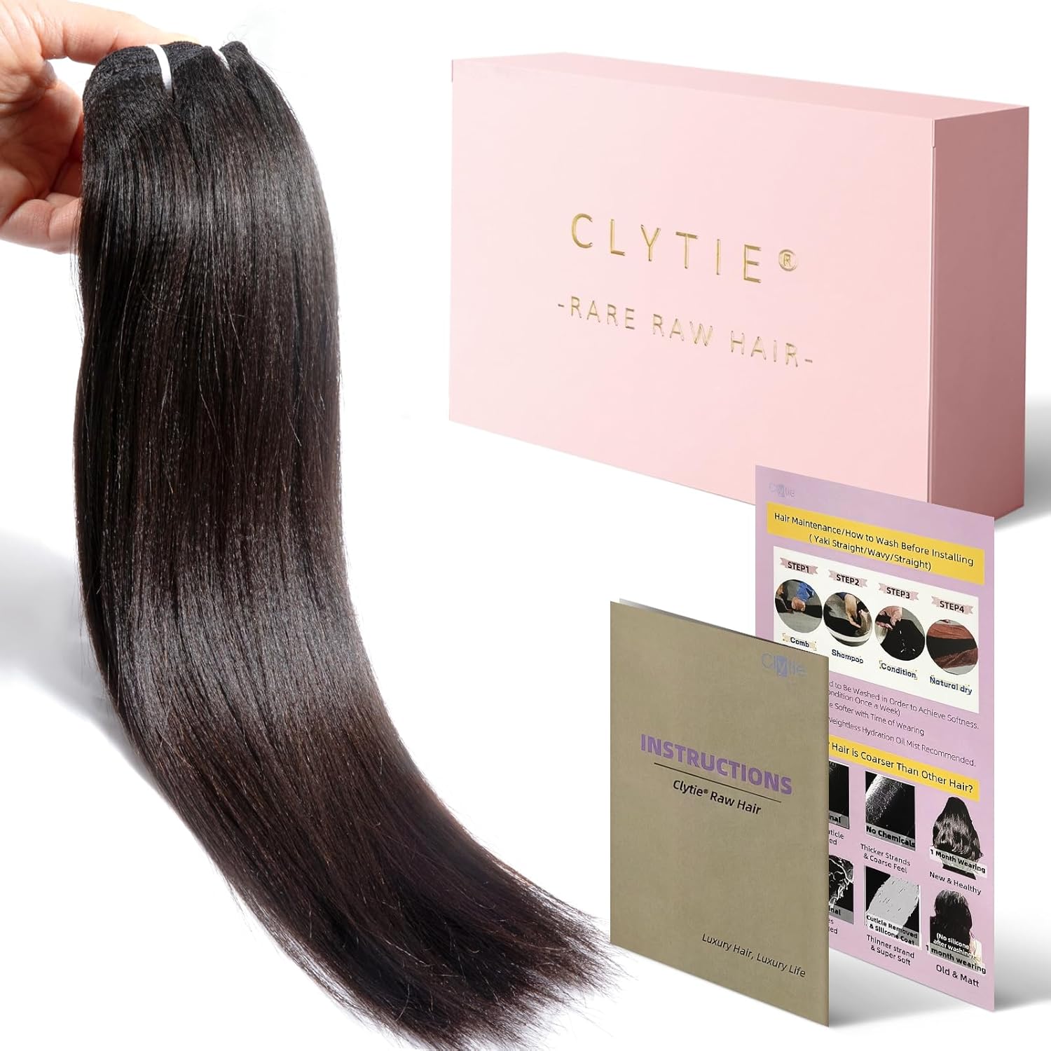 Last 5 Years Raw Light Yaki Straight Relaxed Straight Human Hair Bundles 1 16Inch Bundle Kinky Straight One Donor Virgin Hair Weave For Black Women (16")