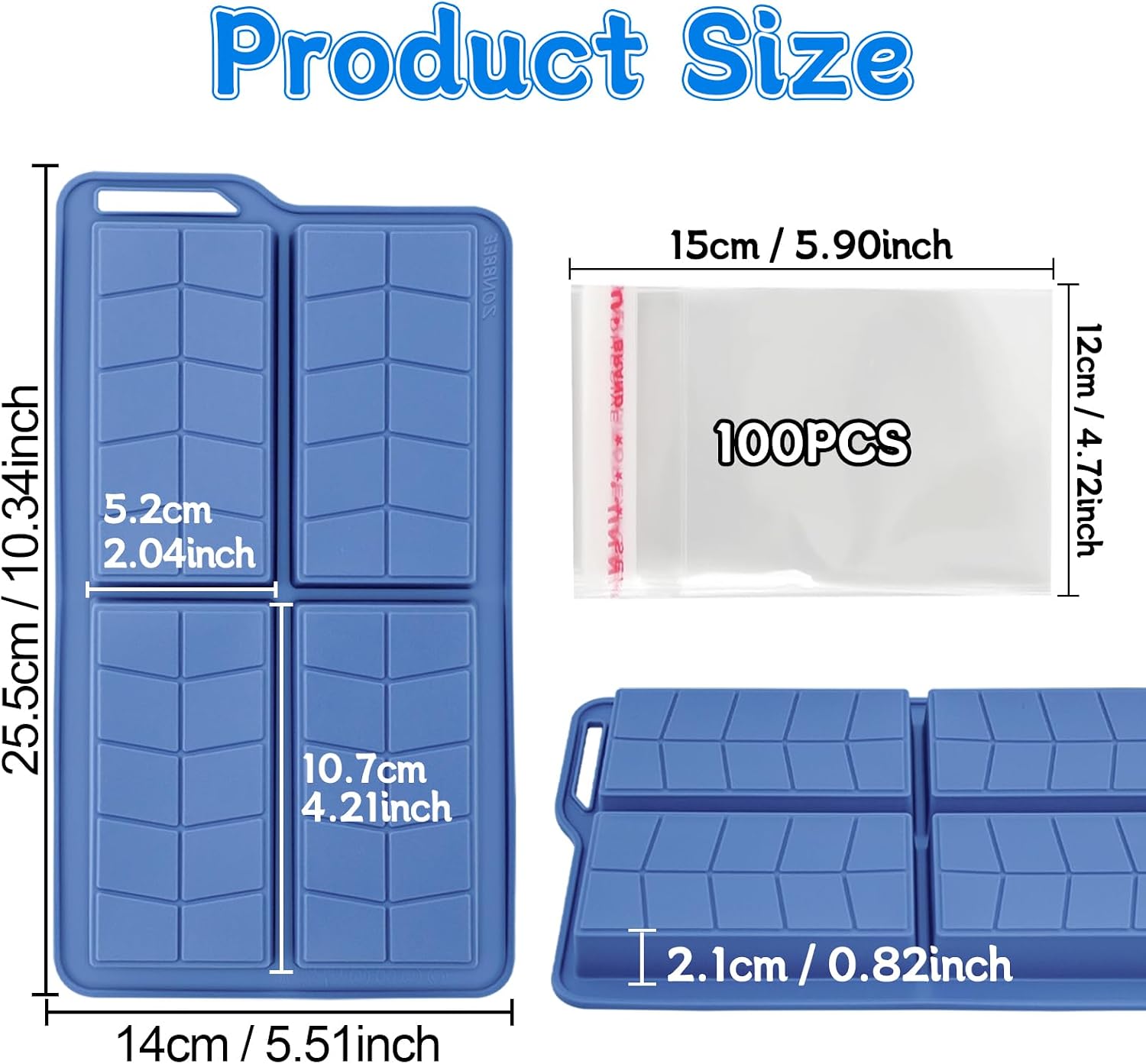 2 Sets Chocolate Bar Mold 0.82inch Deep,Dubai Silicone Chocolate Molds-B3 image 2