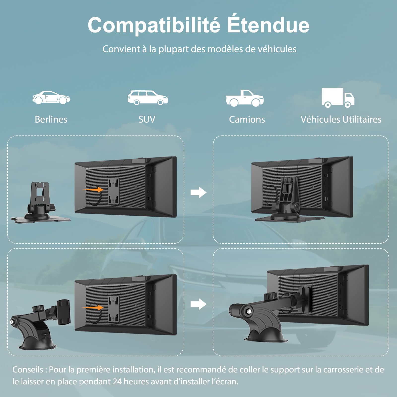 Carpuride W125P CarPlay Écran avec Net-flix Youtube, Sans Fil Carplay & Android Auto, 11,26" HD Tactile Écran avec Caméra Recul, Android OS, Affichage Partagé, OTA, Navigation, BT Trans, FM/AUX, Siri.