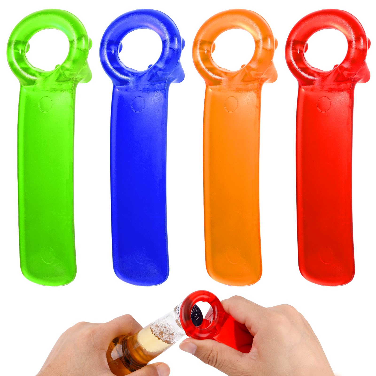 4pcs Jar Openers, Manual Can Lid Opener Bottle Beer Opener Tool Plastic Cap Gripper for Elderly Children Women Weak Hands (Orange, Red, Green, Blue)
