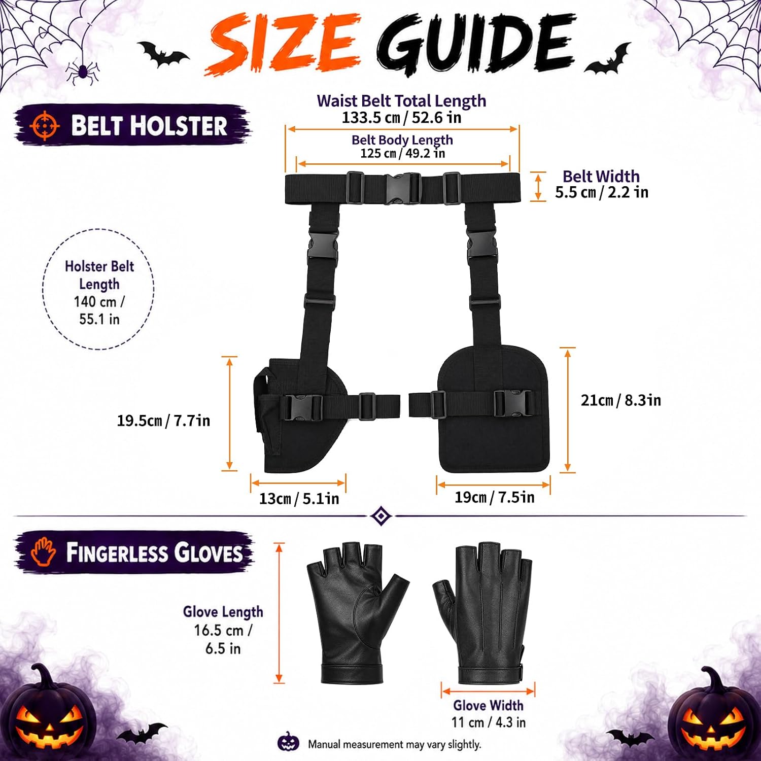 4 Pcs Secret Agent Costume Set for Women Includes Fingerless Gloves Wig Belt and Adjustable Holster for Halloween Cosplay