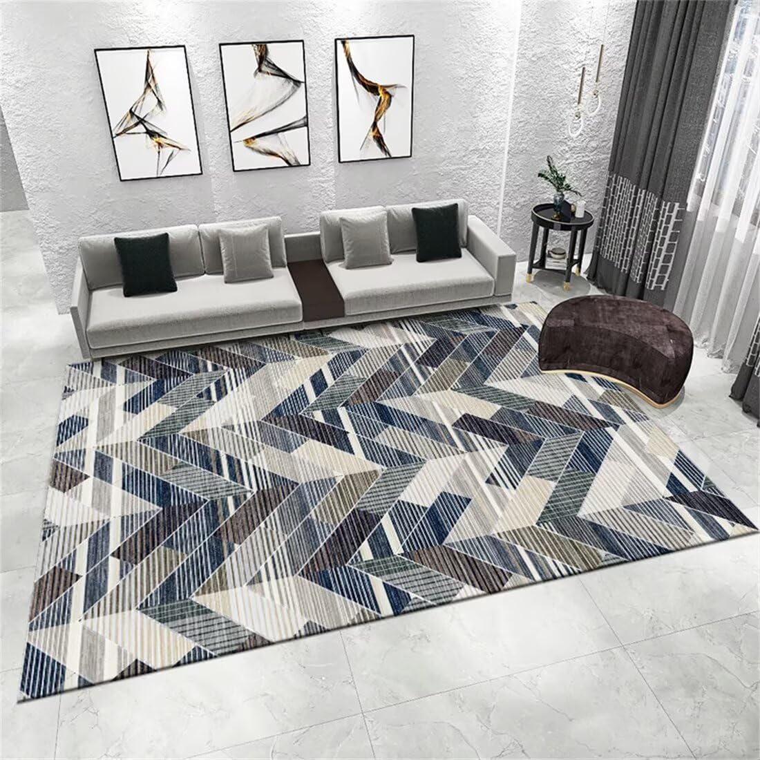 Tapis tout doux au design flou gris pour un salon chaleureux et cocooning