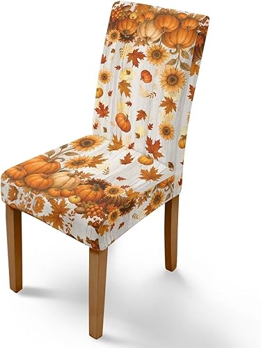Miniatura 89 de Rnyleeg Fall Autumn Seat Covers for Dining Chairs Set of 4 Sunflower Themed Stretch Dining Chair Covers Soft Comfy Chair Slipcovers for Cocktail