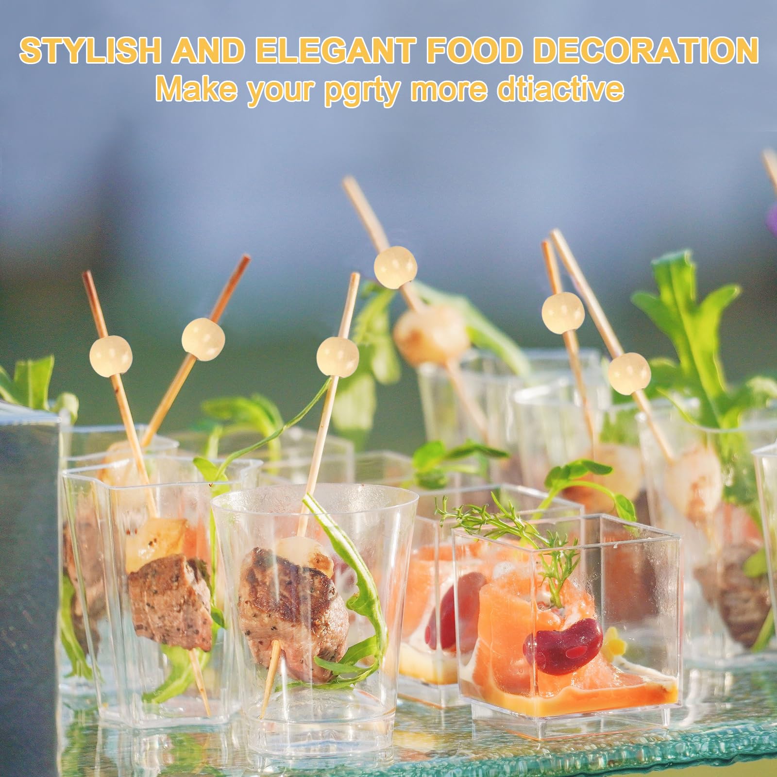 400 Pezzi Di Stecchini Per Cocktail 12 Cm, Stecchini Fingerfood Con Perline Di Legno, Stecchini Per Snack Fingerfood, Stecchini Per Cocktail In Bambù Per Festa, Compleanno, Buffet, Matrimonio (Legno,