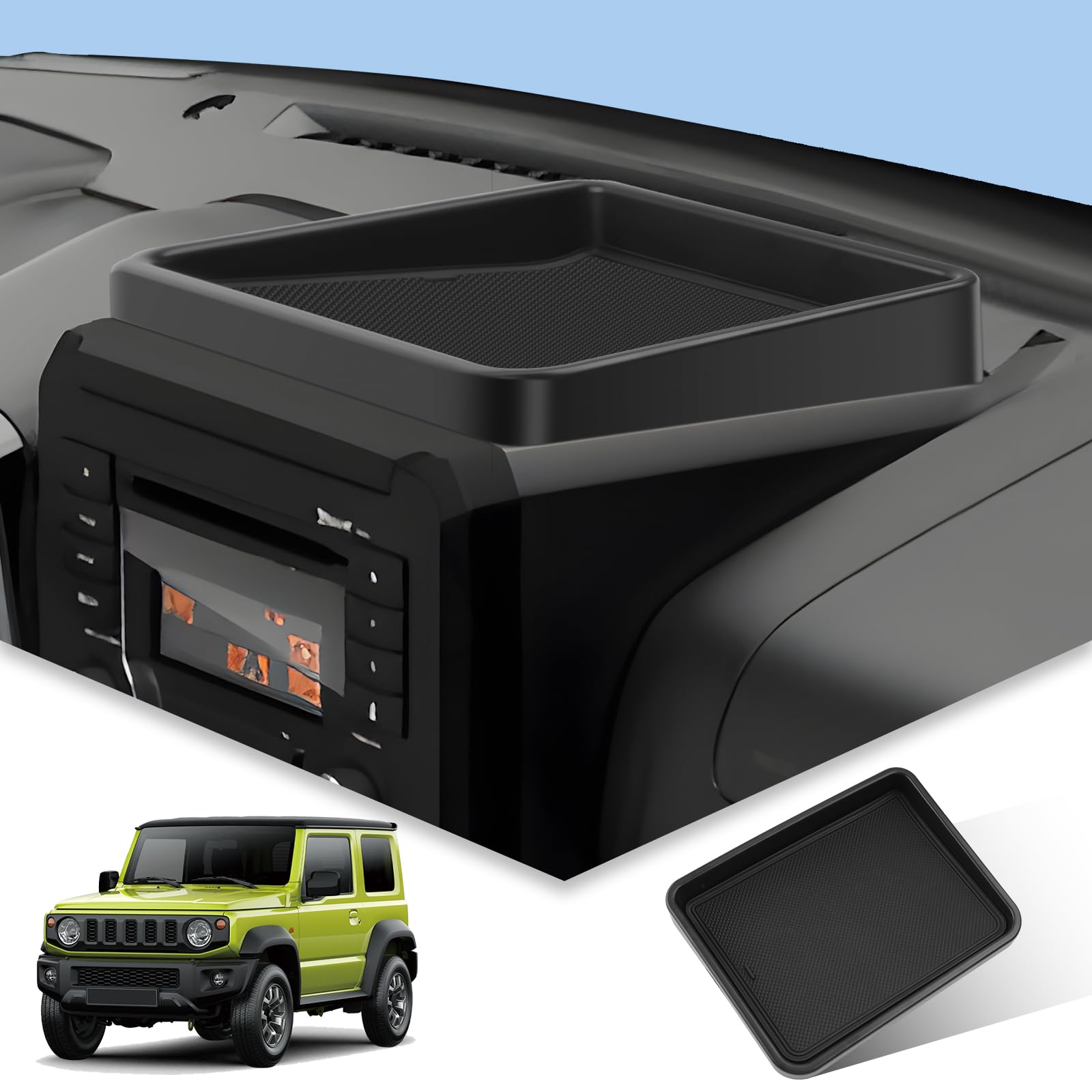 BIBIBO Scatola portaoggetti per cruscotto compatibile con Suzuki Jimny JB64 JB74 2018-2024, organizer per console centrale, organizer per console tablet Jimny JB74, accessori Jimny
