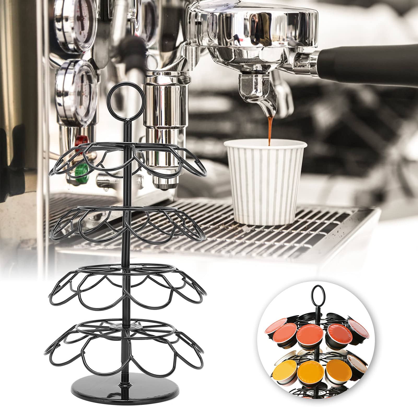 Estante Para Cápsulas De Café - Organizador Vertical De Hierro Negro Para 42 Cápsulas