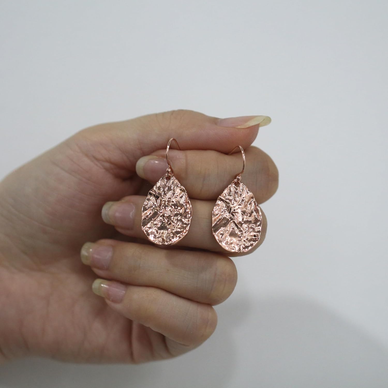 Handmade Hammered Teardrop Dangling Drop Earrings for Women Trendy, 925 Sterling Silver Hooks - Image 6