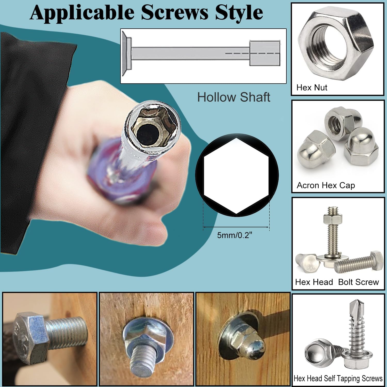 Utoolmart 5mm Hex Socket Wrench Screwdriver, Hexagon Nut Non slip Handle Screwdriver Hex Nut Driver