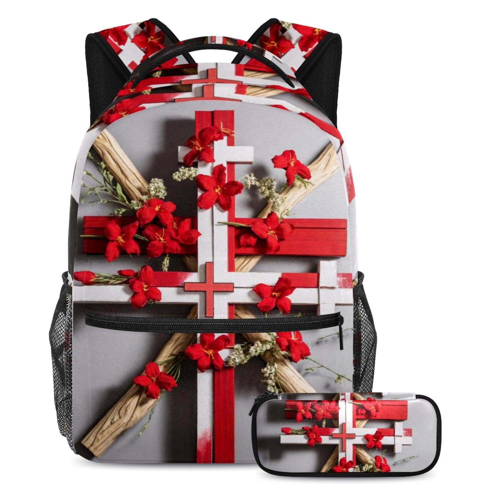 Ensemble de cartables multicolore motif croix rouge de Pâques idée cadeau