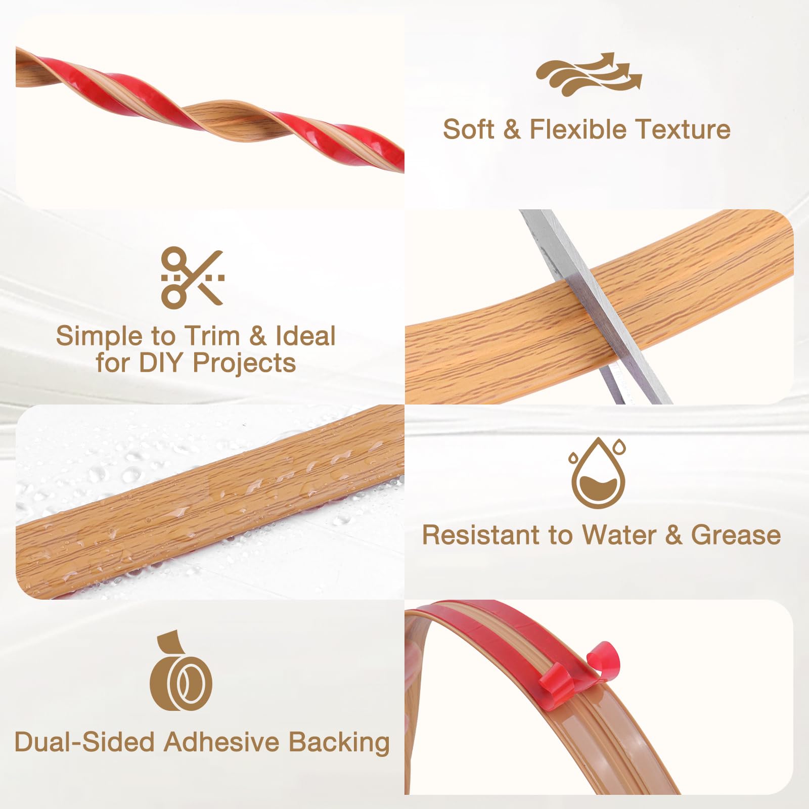 3M Corner Trim, Self Adhesive Flexible PVC Edging Strip ,Peel and Stick Wall Moulding for Tile Edging Wall - Image 4