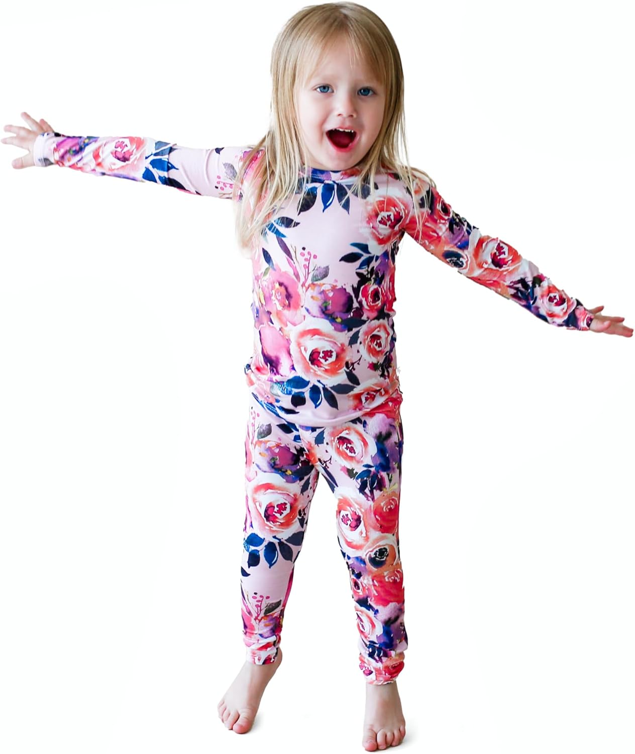 Posh Peanut Girls Pajamas – Soft, Viscose from Bamboo PJs for Kids – Matching, Long Sleeve Toddler Pajamas for Girls