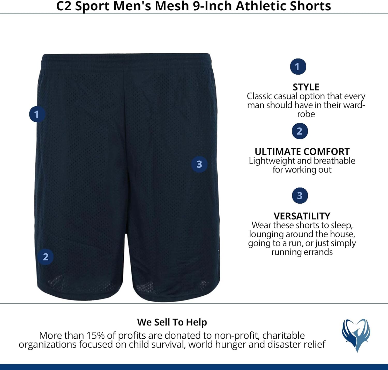 CTM C2 Sport Men's Mesh 9-Inch Athletic Shorts - Image 8