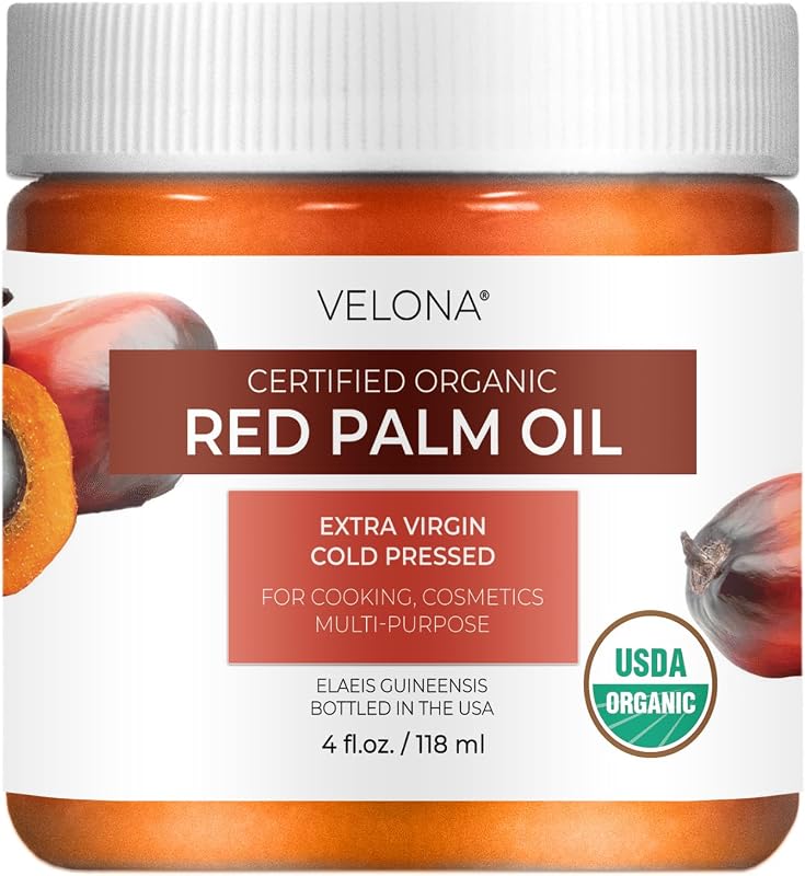Óleo de palma vermelha orgânico velona, prensado a frio, virgem, 120 mL, em pote
