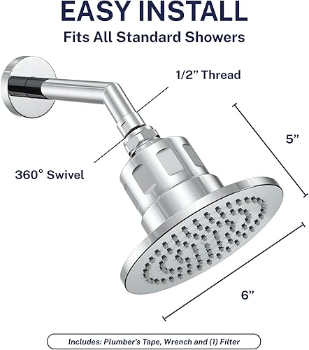 Miniatura 7 de Gillian by HammerHead - Cabezal de ducha filtrado sólido - Cabezal de filtro de ducha KDF-55 genuino para agua dura, piel y cabello más saludables -