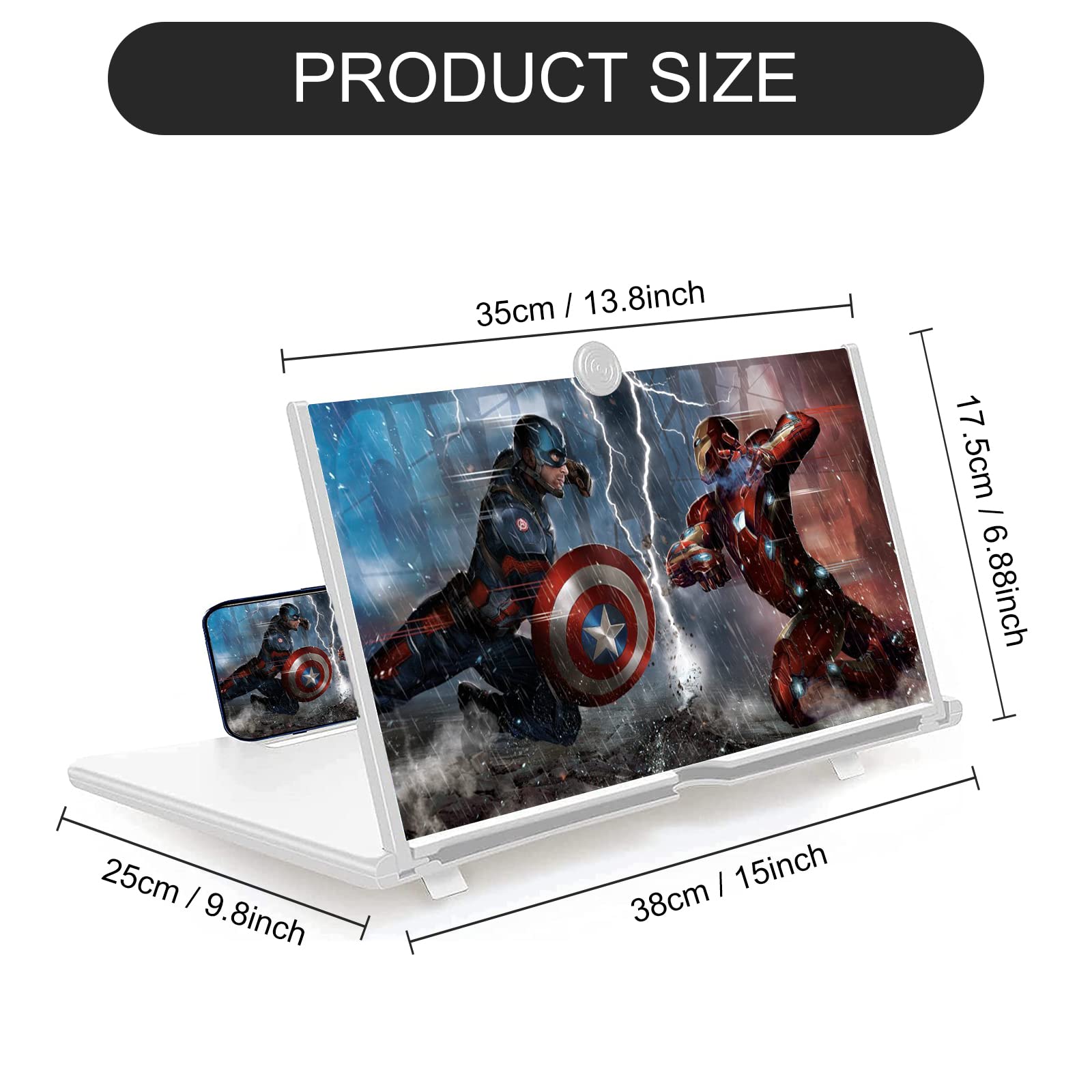Lente D'Ingrandimento 3D HD Per Smartphone – Pieghevole 30 Cm, Angolo Regolabile, Per Film E Giochi