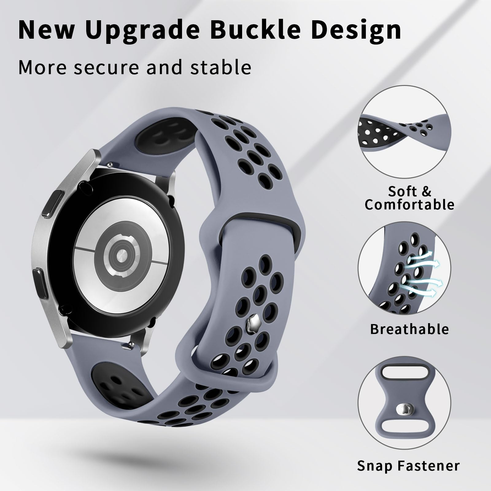 Lerobo 4 Pack Bands Compatible with Galaxy Watch 7 6 5 4 Band 40mm 44mm/Galaxy Watch 6 4 Classic 43mm 47mm 46mm 42mm/Watch 5 pro 45mm,Active 2 Band, 20mm Watch Band Soft Silicone Sport Band Women Men — Amazon image 22