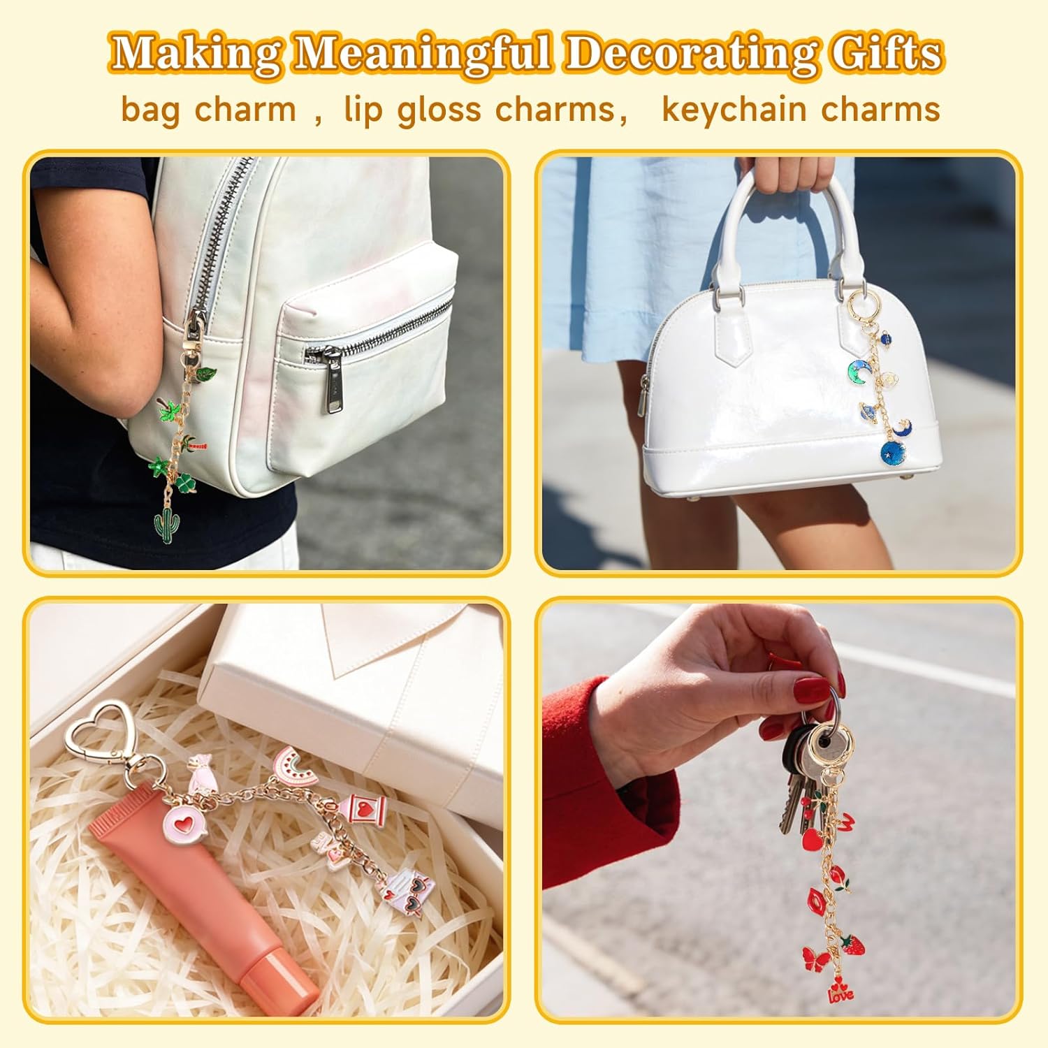 Riwiuue 760Pcs Lip Gloss Keychain Making Kit - DIY Key Chain Supplies Includes Charms, Pendants, Jump Rings, Lobster Clasps, Pliers, Tools & Gift Card, for Bag Charms Kit, Easter Basket Stuffers Gift