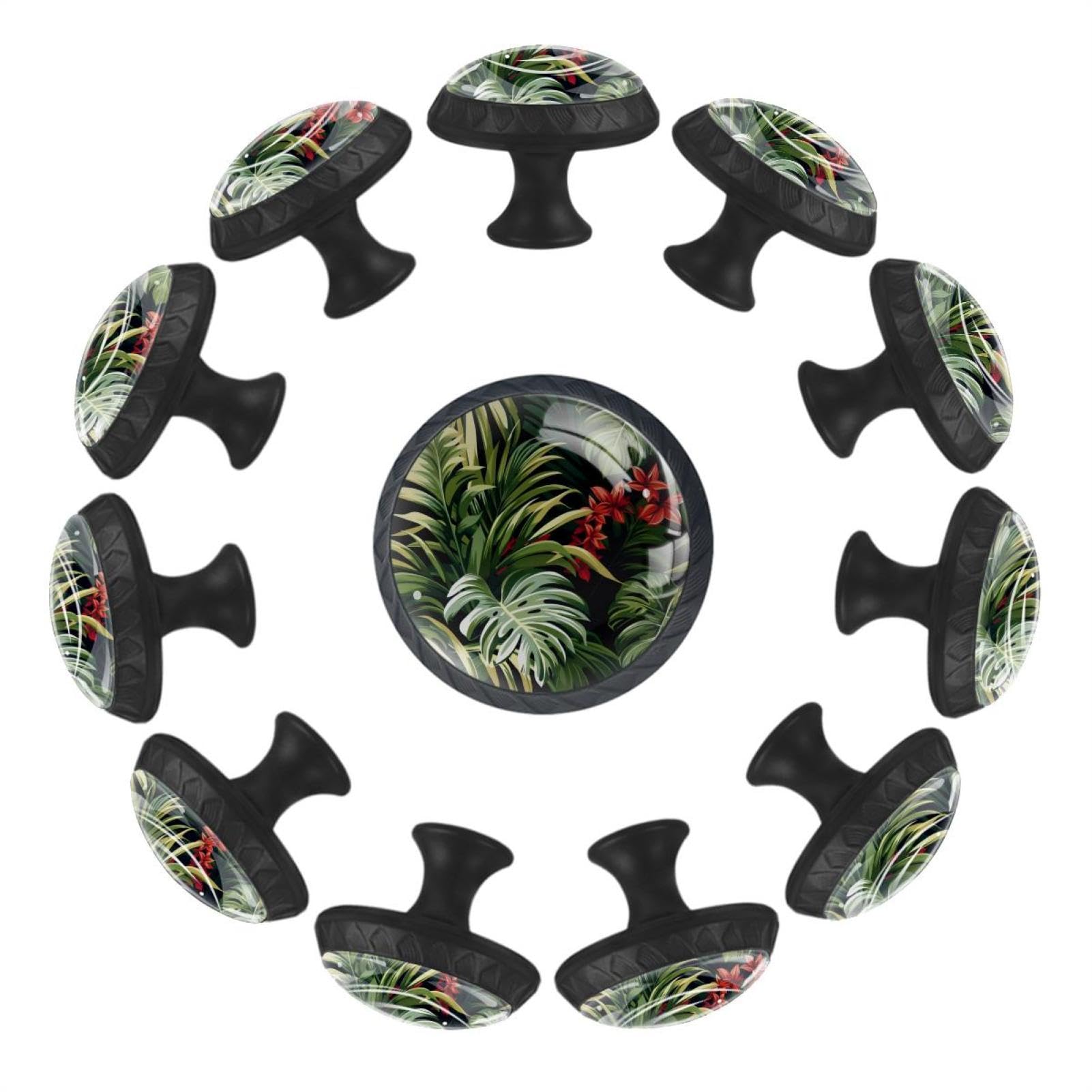 Bouton de tiroir en verre au motif tropical pour relooker votre armoire