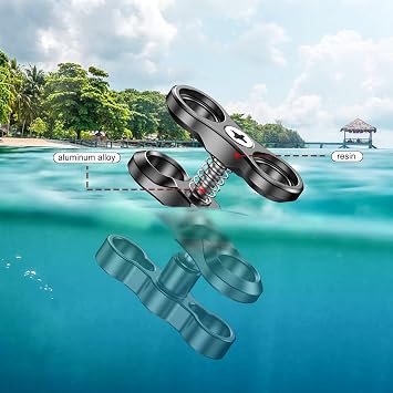 Seafrogs 1 '' Sualtı Dalış Kamera Kolu, Siyah Standart Sualtı Topu İstiridye, Sualtı Fotoğrafçılığı Dalış Işık Sistemi için, GoPro Aksiyon Kamerası El Feneri Kol Sistemi (CP-2) ile Uyumlu