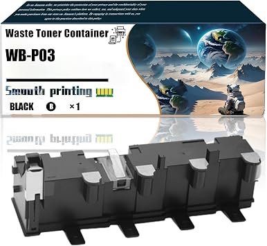 Replacement Parts Waste Toner Container WB-P03 Compatible with Konica Minolta bizhub C25 C3100P C3110 C35 C35P magicolor 3730DN 4750DN 4750EN Printers, Contains Chip and Clear Printing Black