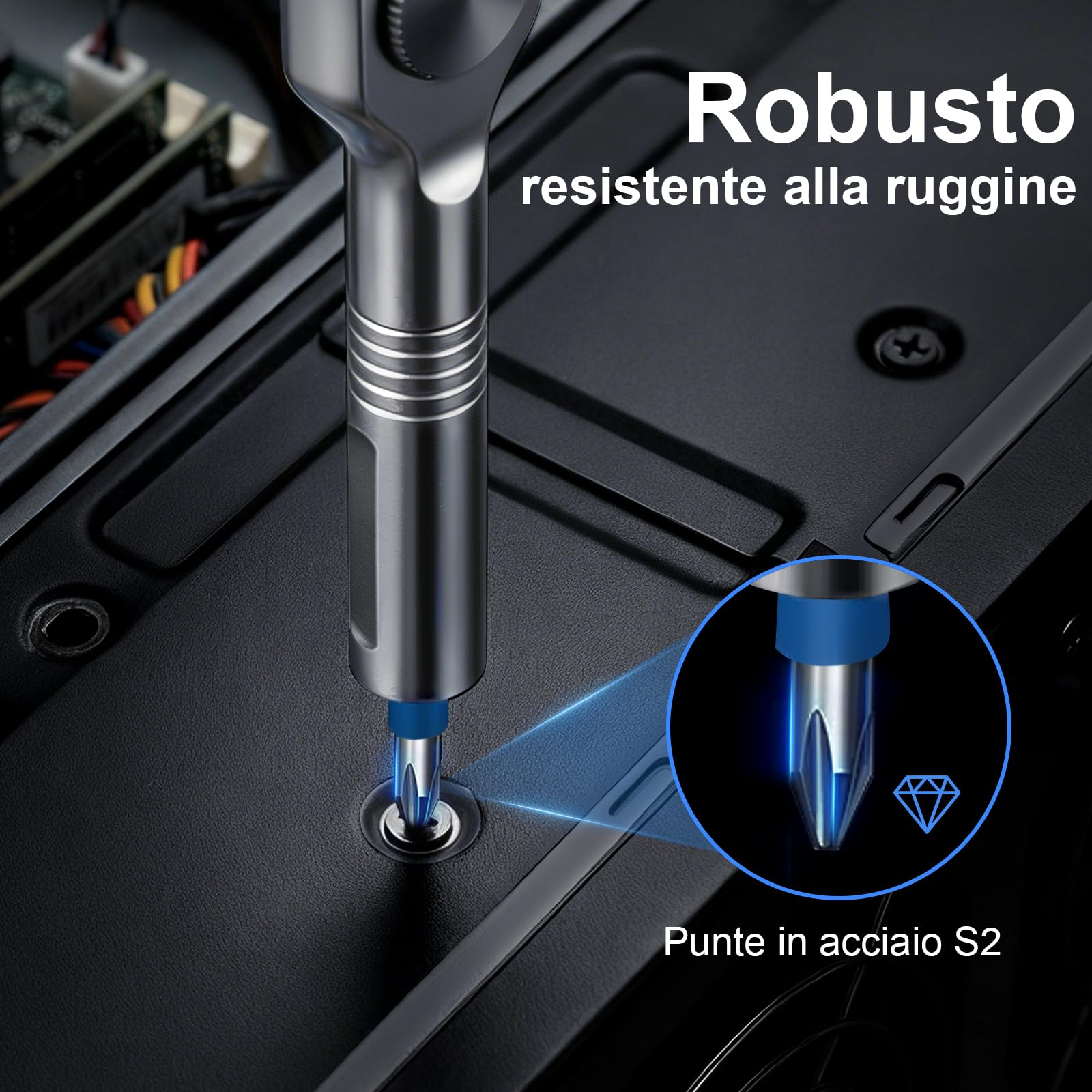 Set cacciavite a cricchetto, 50 in 1 set cacciaviti magnetico, cacciavite S2 con cricchetto a 58 denti, manico a T rimovibile per viti di mobili, strumenti di precisione, strumenti di bicicletta, ecc