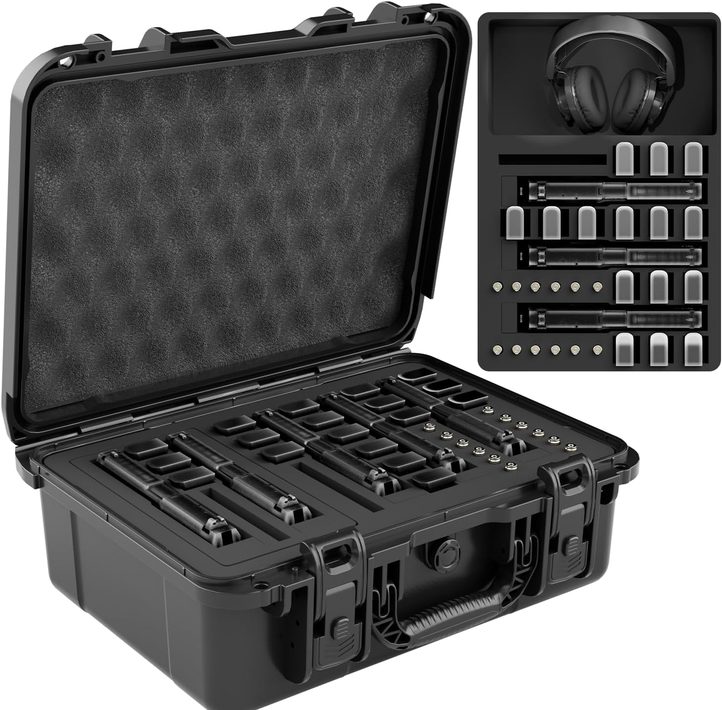 olylo Gun Pistol Case for Holds 5 Hand Gun Case & 15 Magazines Pre-Cut Multiple Pistols Shockproof Waterproof Hard Pistol Cases with Desiccant Firearm Travel Case for Multi Pistols, Storage Box