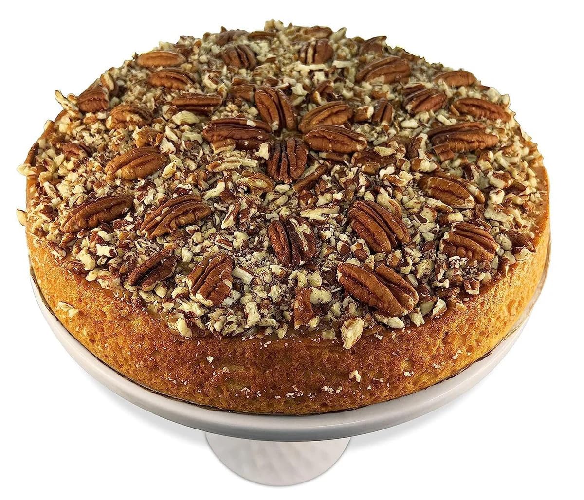 ANDY ANAND CHOCOLATIER Sugar Free & Gluten Free Gourmet Caramel Pecan Cake 9" – Keto Friendly Diabetic Friendly Handcrafted Bakery Fresh Cake with Smooth Caramel & Crunchy Pecans (2.8 lbs)