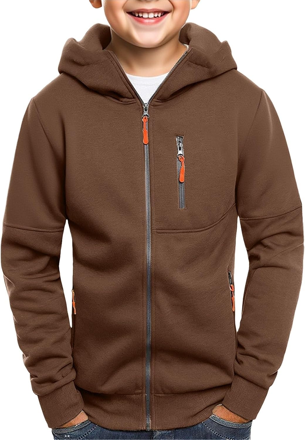 Boys Zip Up Hoodie Oversized Basic Athletic Sweatshirt Trendy Preppy Long Sleeve Hooded Pullover Soft Casual Loose